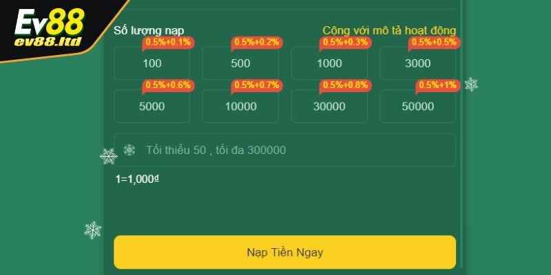 Nạp tiền EV88 qua ngân hàng