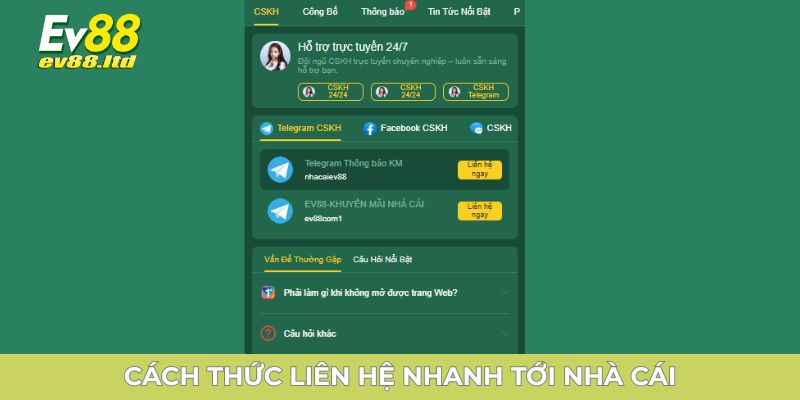 Cách thức liên hệ nhanh tới nhà cái